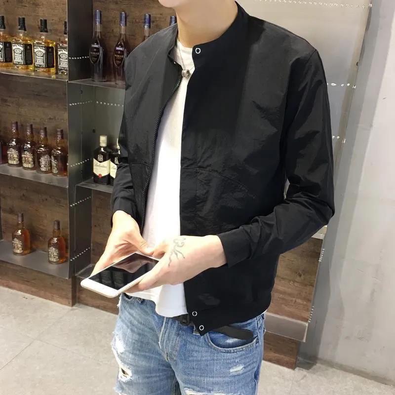 Men's Summer Thin Section Stand-up Collar Slim Sunscreen Jacket Solid Color Lightweight Quick-drying Sunscreen Clothing
