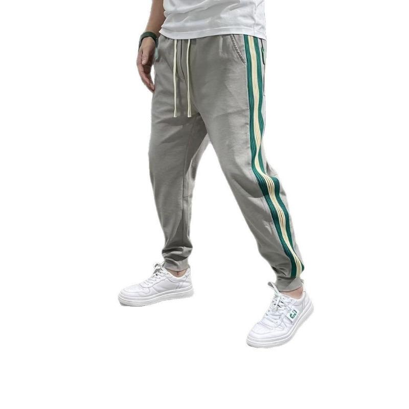Trendy brand casual pants men's splicing tied feet large size pants hot-selling sports pants men