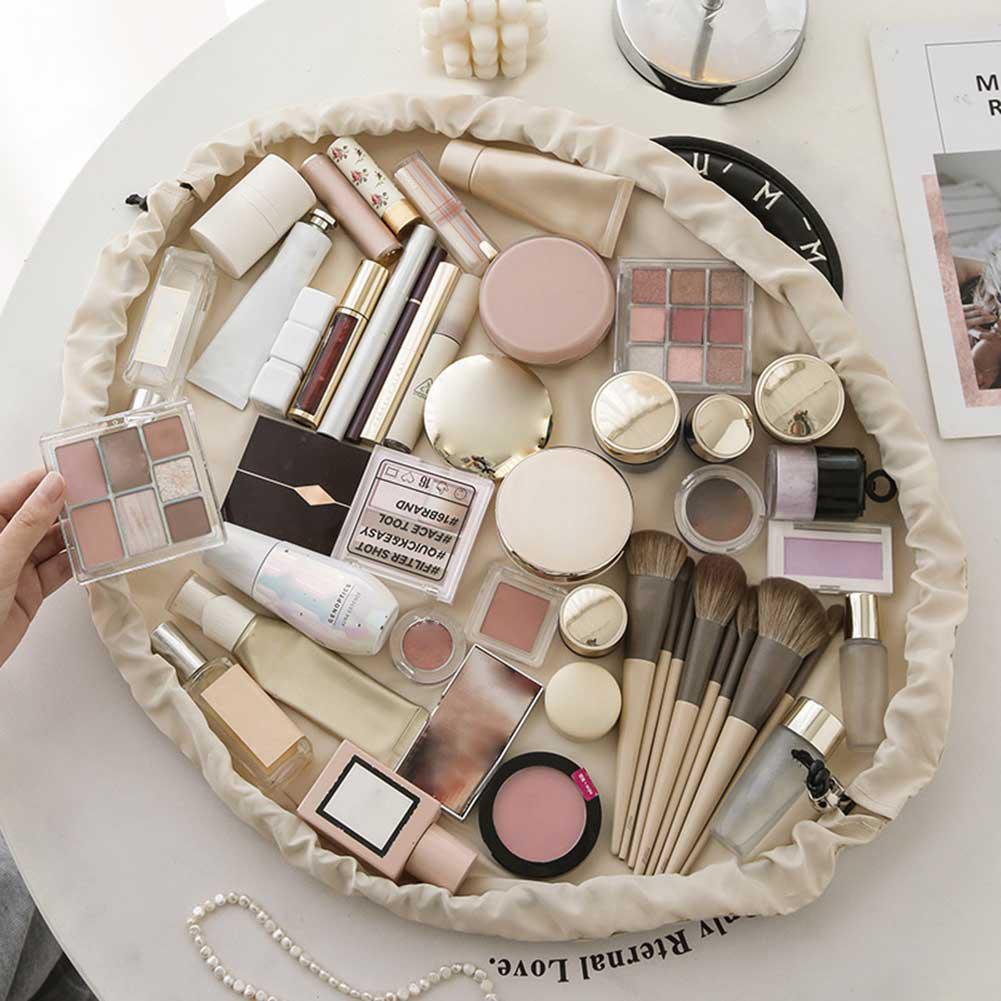 Portable Makeup Bag for Daily Use Fashion Women Large Capacity Travel Toiletry Bags Ladies Drawstring Cosmetic Storage Pouch