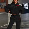 European and American Women's Clothing Autumn and Winter New Fashion Casual 1D Printing Loose Women's Hooded Sweater Set