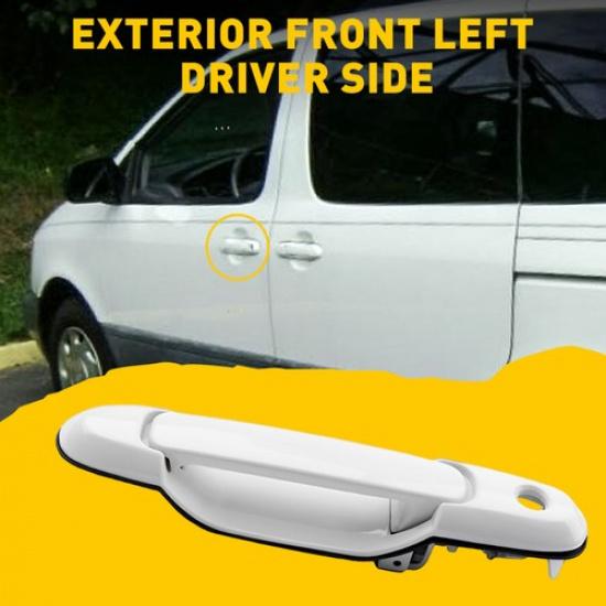Front Left Side Driver Exterior Fit Door Handle White 1998-2003 Sienna Toyota