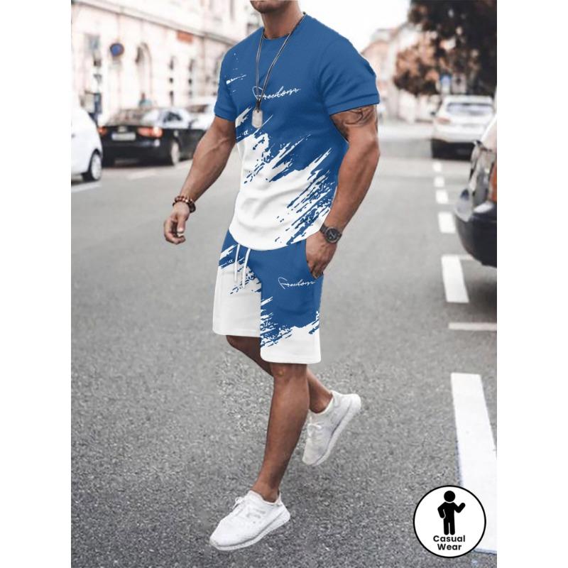 

Men s Fashion 3D Letter Signature Series Printed Casual Sportswear Set 6XL