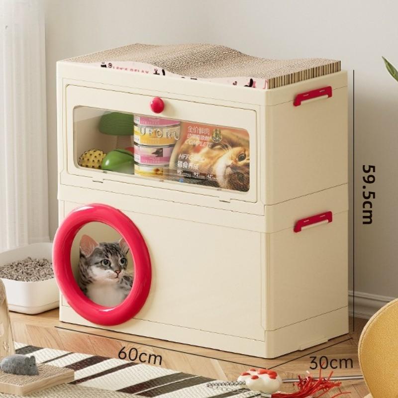 Multifunctional Cat Kennel Pet Supplies Integrated Storage Box Cat Villa Scratcher Double-layer Cat House Bed Kitten Accessories
