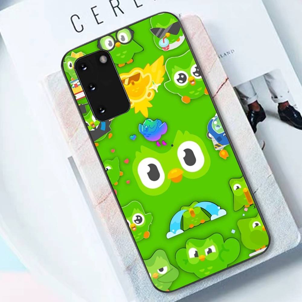 Popular D-Duolingo Green Owl Phone Case For Samsung S 24 Fe 25 Ultra Plus 20 Lite 21 30 22 23 24 22 Ultra 5G Fundas