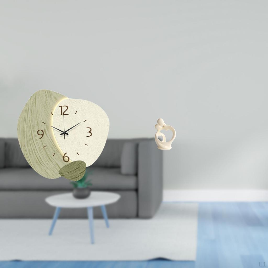 Silent Cartoon Wall Clock Artistic Figurine Ornament Lover Sculpture Resin Statue Decorative Room