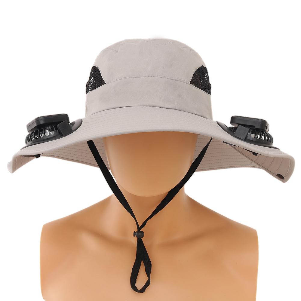 Solar Fan Hat Sun Hat with 2 Solar Fan Outdoor Fishing Hat Wide Brim Bucket Hat for Men Outdoor Camping Fishing Hiking