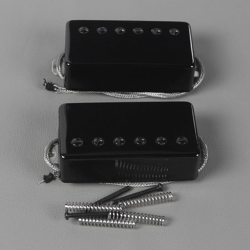 FLEOR Alnico5 Guitar Humbucker Pickup Set Black Bridge Neck Compatible with LP Style Guitars &