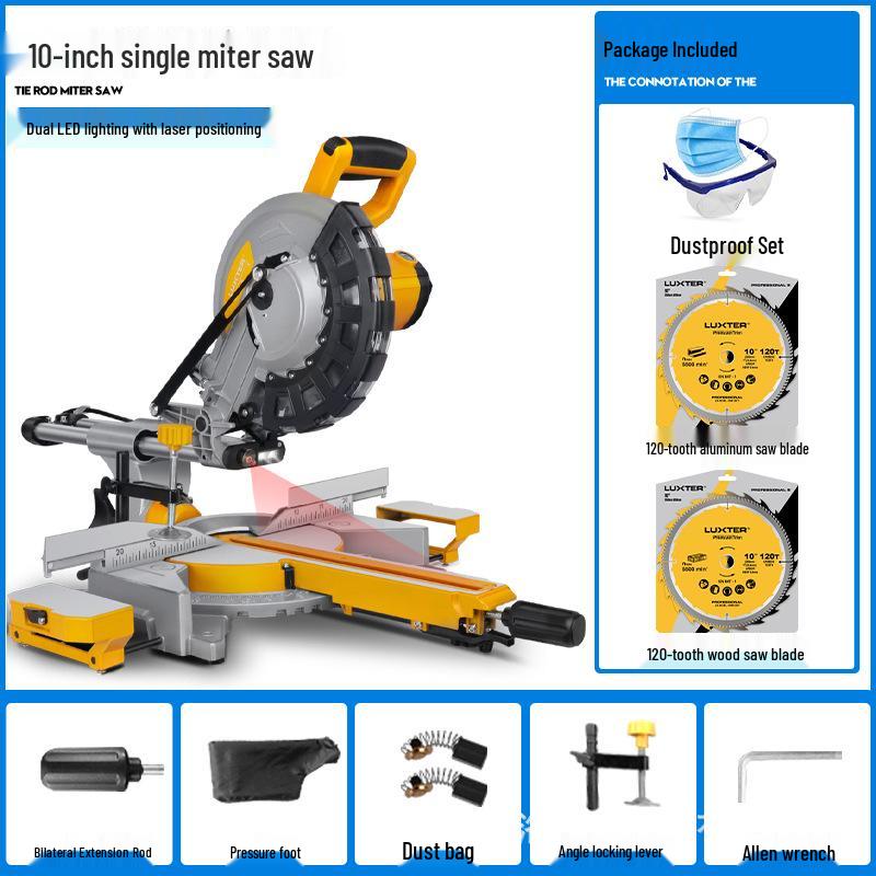 LUXTER Rocker 10" Sliding Compound Miter Saw, 255mm Aluminum Body, 45° Woodworking Aluminum Cutting Machine
