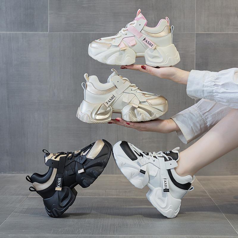 Plateauschuhe Damen neue gebratene Straße höhenverstellbar weich gepolstert lässige Sportschuhe