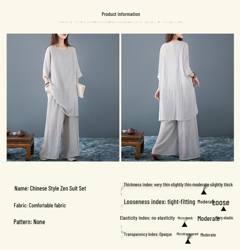 Jarní/Letní Zen Retro Dámský Set Široké Kalhoty a Tílko