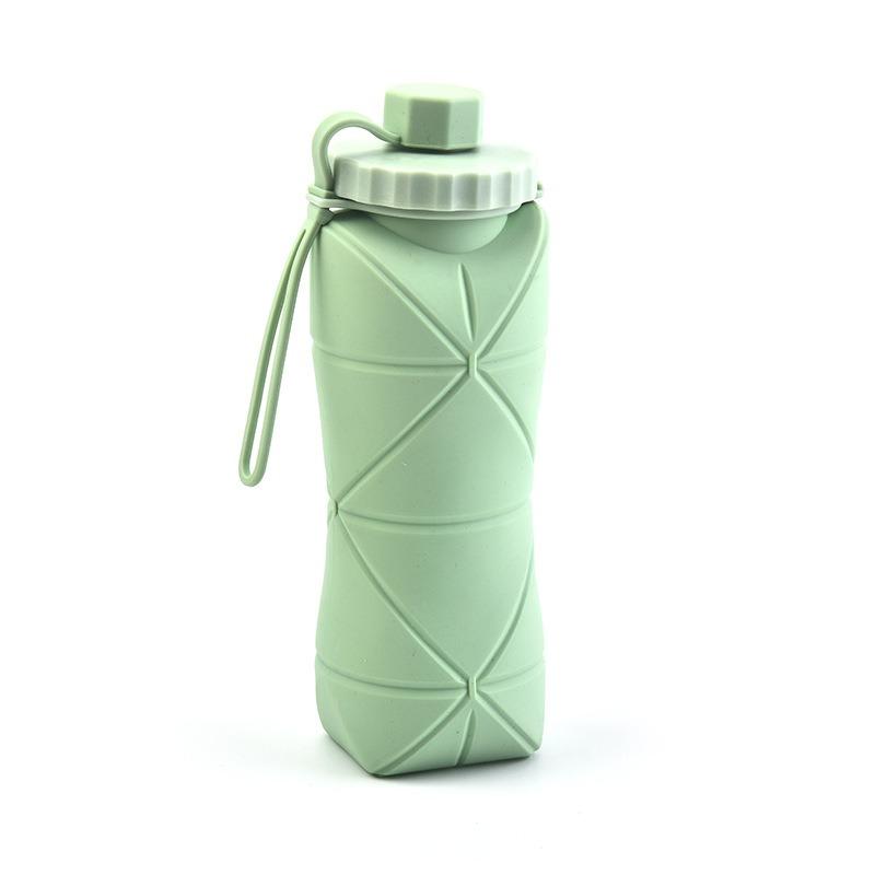 600ml Silicone Foldable Water Bottle for Sports Reusable Leakproof Water Bottle with Rope Collapsible Water Bottle