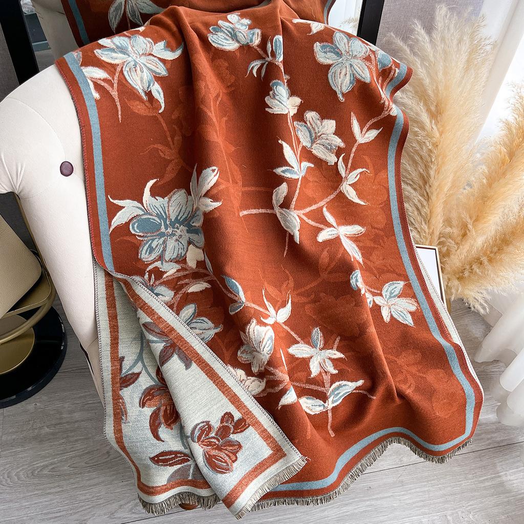 scarf, extended floral fashion and simplicity, universal in all seasons, imitation cashmere thickened women's scarf
