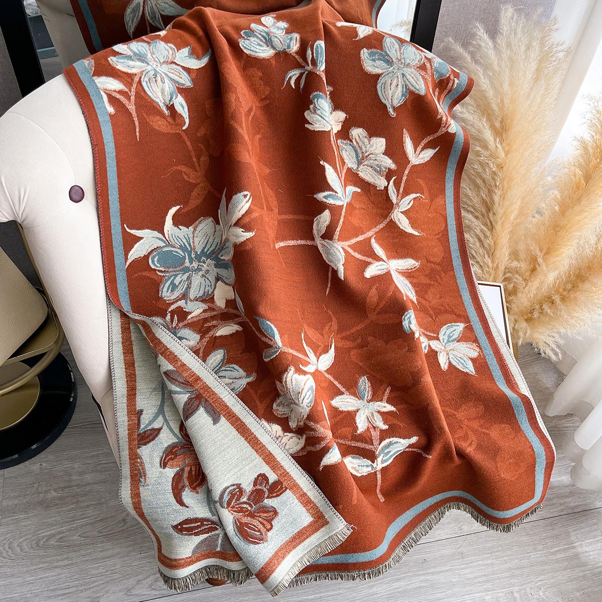 

scarf, extended floral fashion and simplicity, universal in all seasons, imitation cashmere thickened women s scarf 185x65cm