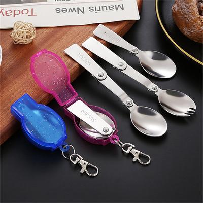 Portable Outdoor Folding Tableware Set Stainless Steel Spoon Fork with Case Travel Picnic Camping Cutlery Kitchen Utensils