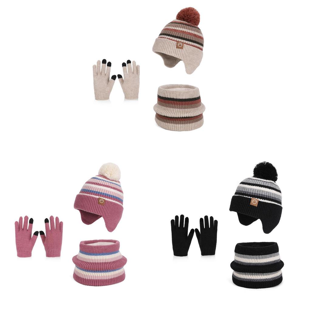 Children Knit Hat And Gloves Set With Fleece Lining For Winter Outdoor Warmth