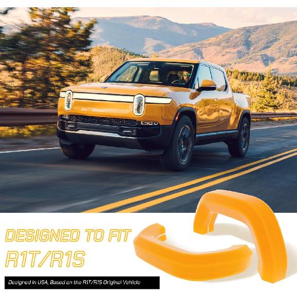 2 Pack Tow Hook Covers Compatible With Rivian R1T/R1S Accessories (Yellow)
