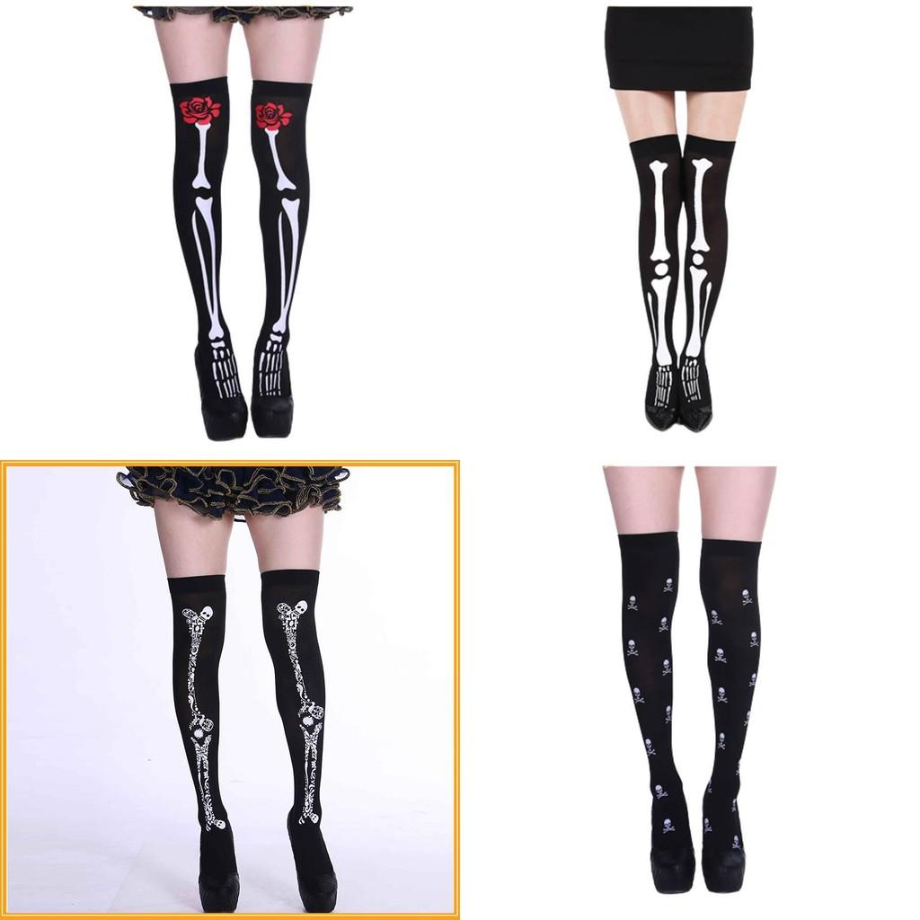 Hengzhou Halloween Skeleton Ghost Thigh-high Stockings Ultra-thin Breathable Sweat-absorbent