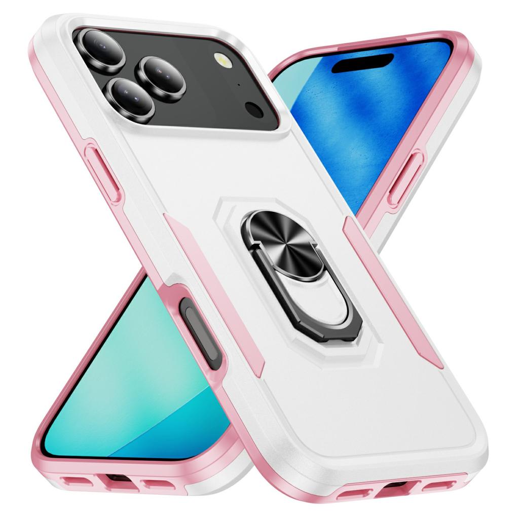 For iPhone 17 Pro Max Case Military Grade Ring Kickstand PC + TPU Phone Cover