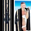Vintage Nautischer Anker Gestreiftes Strandtuch Schnelltrocknend Sandfrei Übergroßes Badetuch für Pool Reisen Sommerurlaub