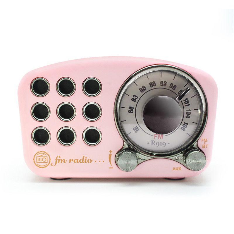 

Retro Design Bluetooth Speaker with FM-Radio R919-B Pink рожевий