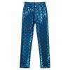 Leggings Brillantes con Estampado de Escamas de Pez para Niñas Cintura Elástica Pantalones Casuales Elegantes para Práctica de Baile