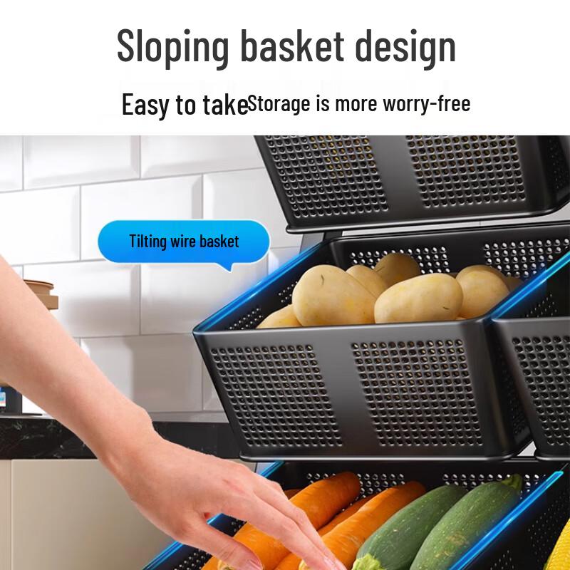 Yunshuang 3-Tier Kitchen Storage Cart with 6 Baskets