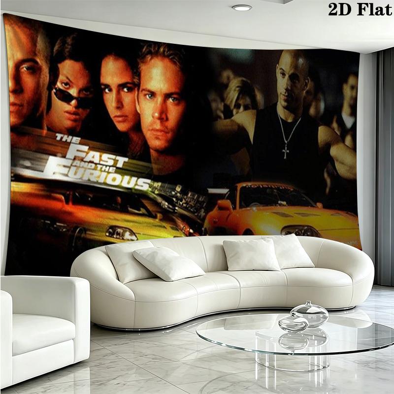 Autorennen Fast Furious Wandteppich Ästhetischer Wandbehang Bedruckter Stoffdecke Dekorative Wandteppiche für Schlafzimmer Wohnzimmer Heimdekoration