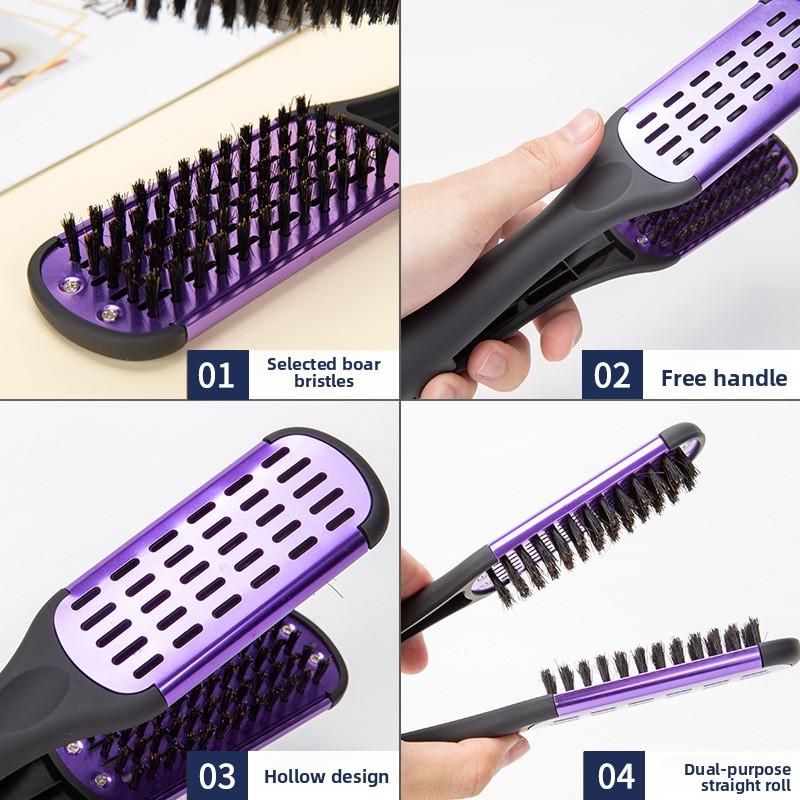 Hairdressing Straightener Nylon Hair Straightening Double Brushes V Shape Comb Clamp Not Hurt Styling Tools DIY Home