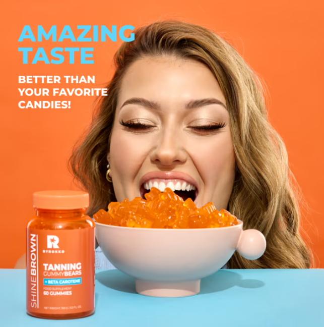 Byrokko Shine Brown Beta-Carotin-Bräunungsverstärker-Gummibärchen, 150 g