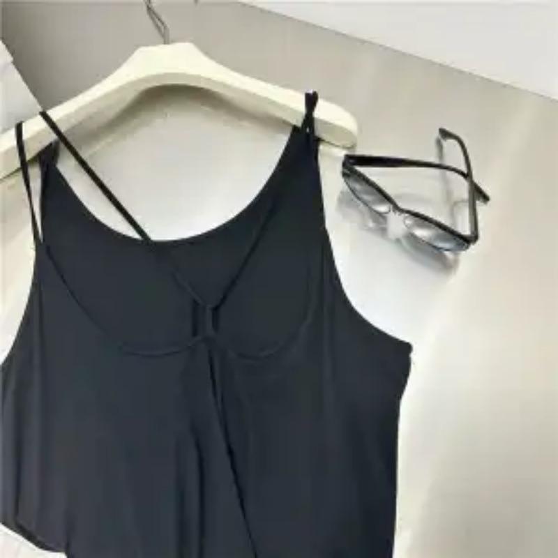 

Women s Sleeveless Camisole Double Strap V-Back Lightweight Stretchy Tank Top L чорний