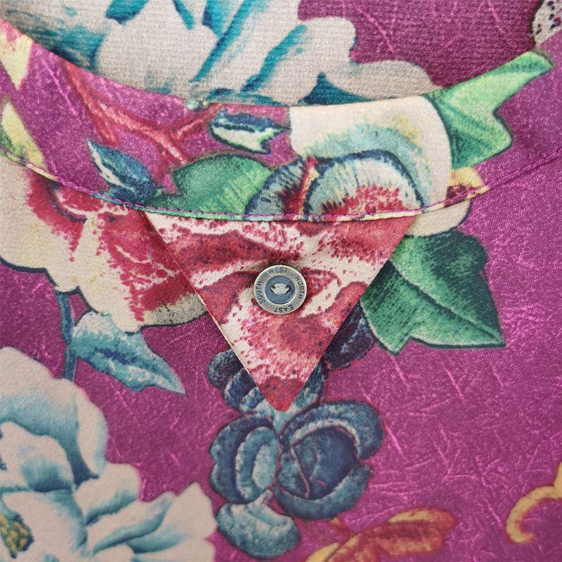 Summer Loose Slim Looking Print Women's Round Neck Short Sleeve Silk Dress Overknee Dress Rich Lady Dress