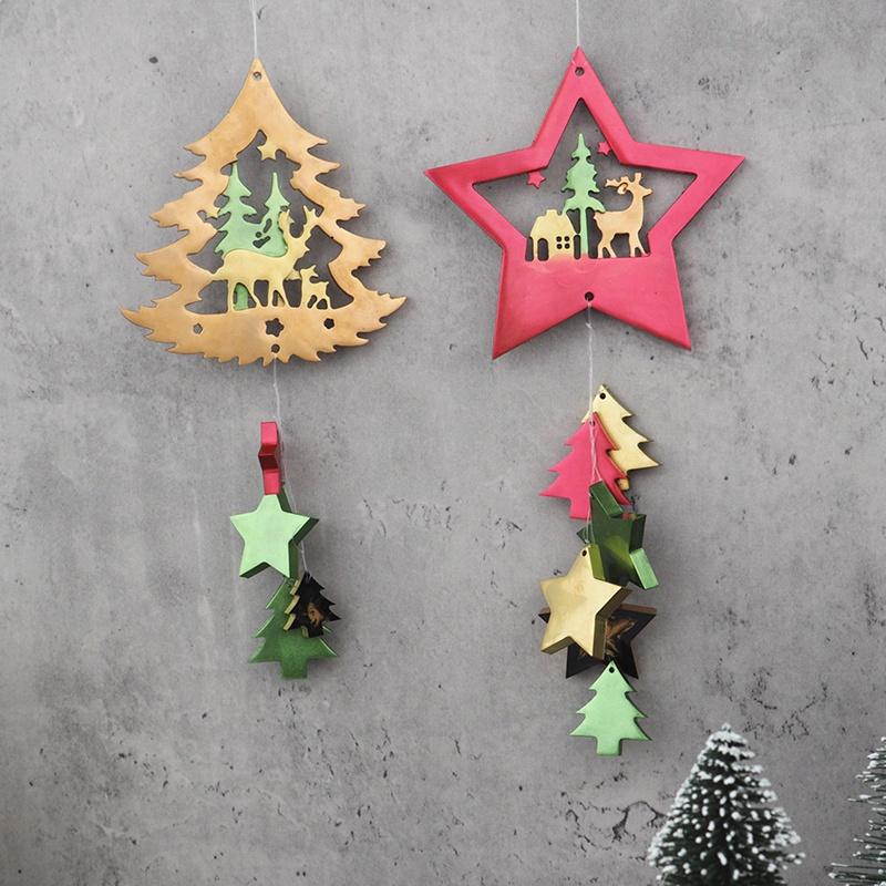 DIY Christmas Tree Star Epoxy Resin Silicone Mold Pendant Key Chain Elk Door Bell Hanging Moldes De Resina Christmas Decoration