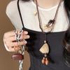 Bohemian Wooden Bead Pendant Necklace - Retro Ethnic Style for Women