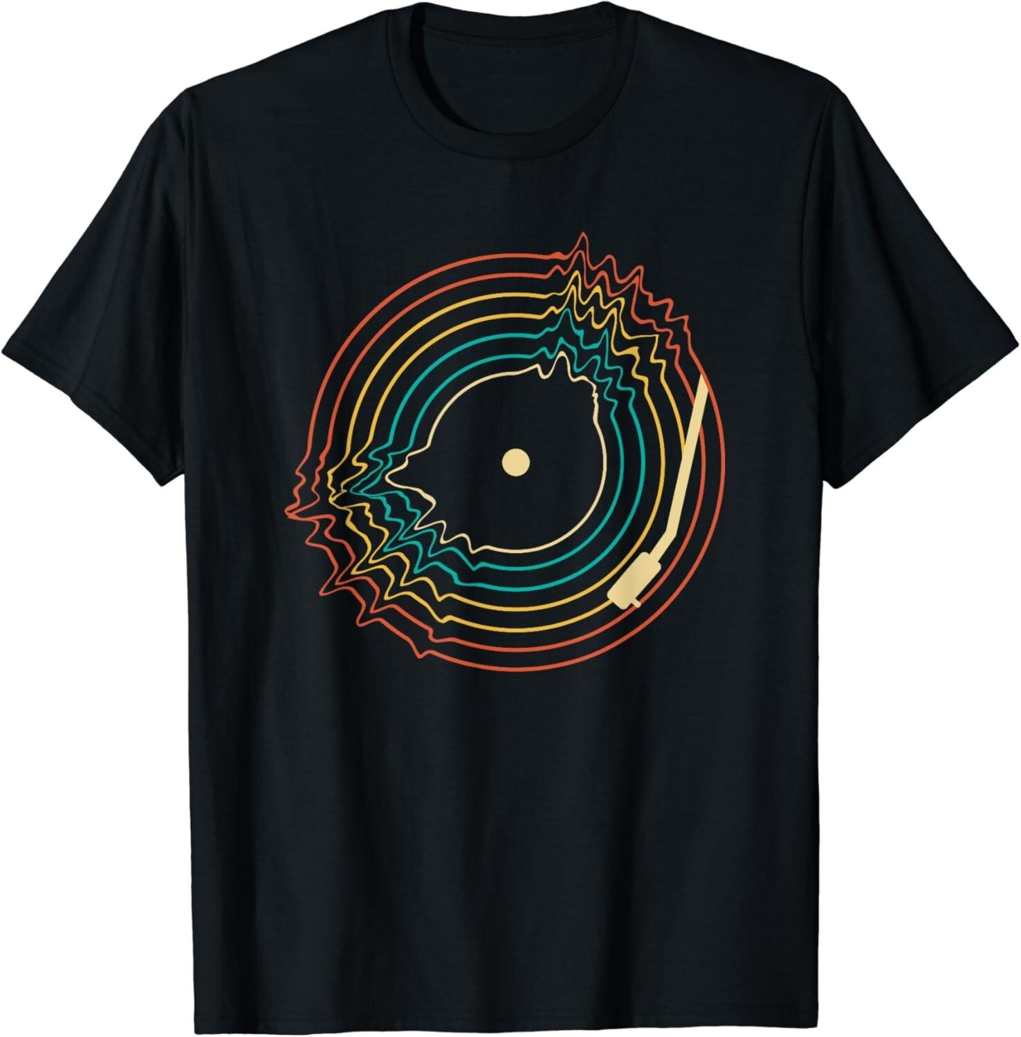 

Retro vinyl LP records - Retro vinyl gift T-shirts for men and women, short-sleeved round-neck loose-fitting shirts L