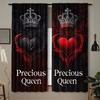 2pc Black-Red Queen Crown Curtains   Dark Punk Style   Suitable for Bedrooms & Living Rooms   Rod Pocket Decorative Curtains