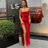 Summer Split Slim Fit Backless Black Sexy Dress Women Sleeveless Strapless Elegant Party Dresses Women Vintage Fashion Club Evening Red Dress 25771