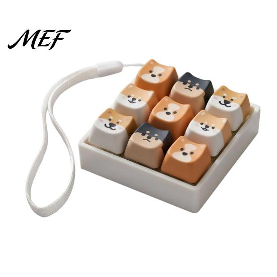 Office Anxiety Relief Toy Cartoon Dog Fidget Keyboard Toy, 1/2/3/4/9-Key Push Button Stress Mini for Backpack Handbag Purse Charm Tactile Feedback