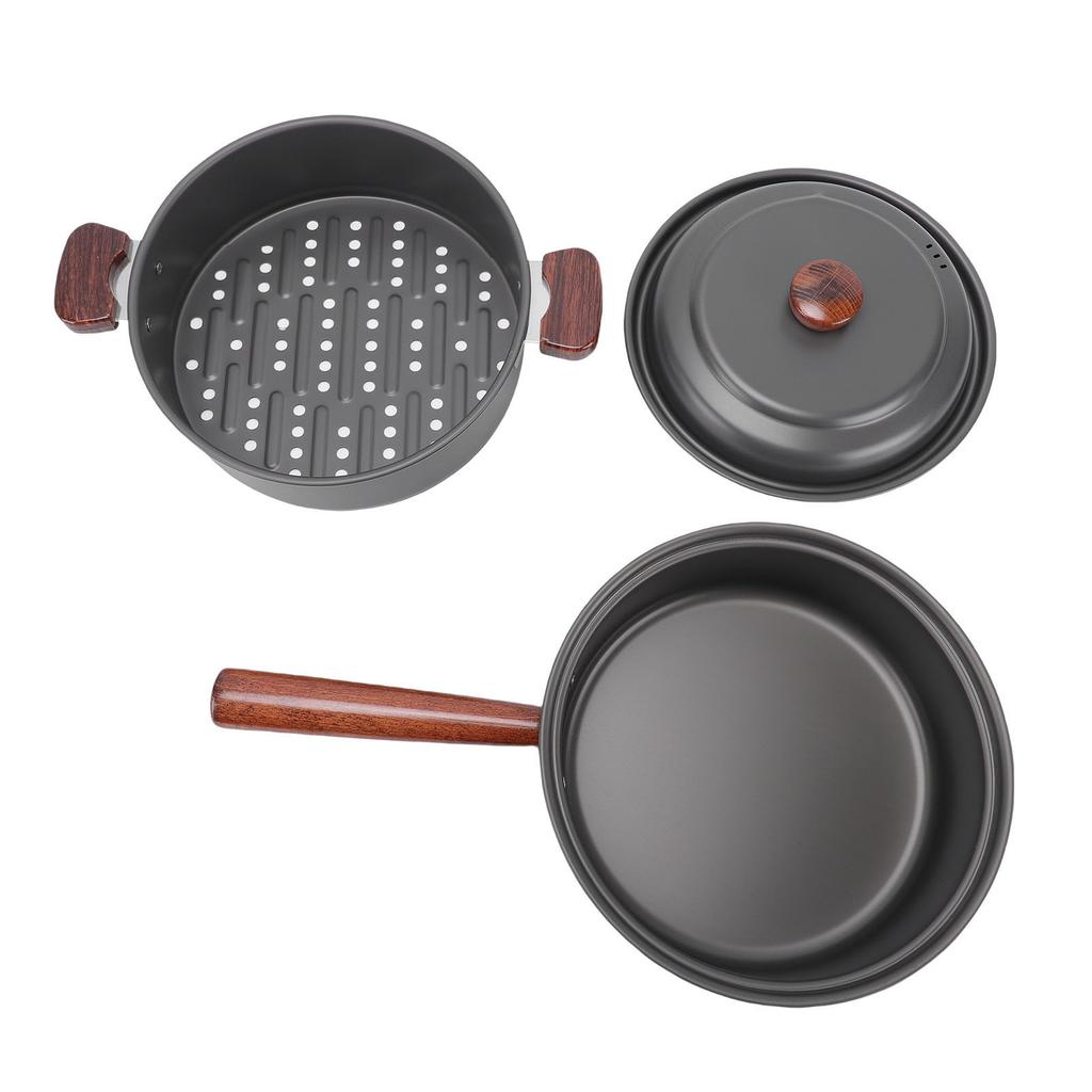 3L Camping Cookware Set Camping Pot for Road Trips Outdoor Cooking Picnic Hotpot Steam Boil Combo