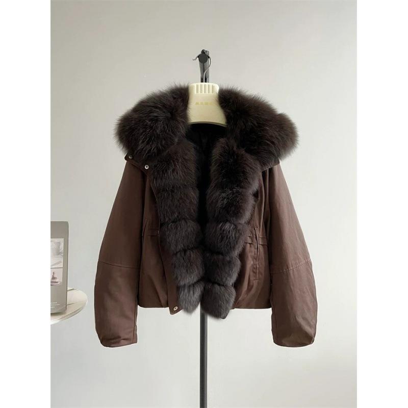 New cotton-padded clothes imitation fox fur collar down cotton clothes women's short fashion loose pie to overcome the thickness of the coat