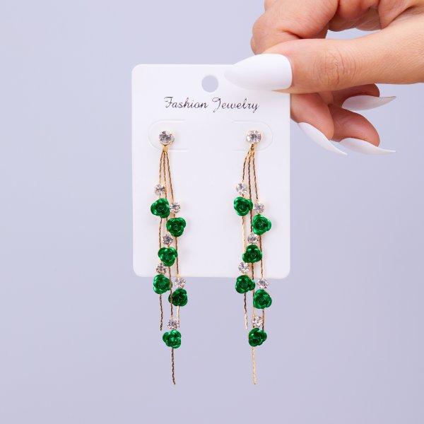 Nieuwe mode sieraden rode roos druppel oorbellen vrouwen vintage strass bloemen bungelen oorbellen bruiloften verlovingsfeest sieraden