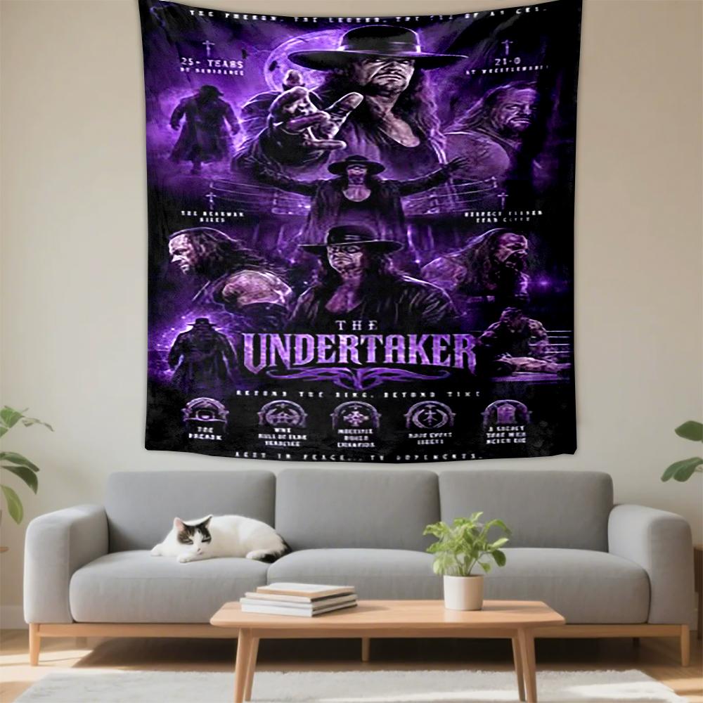 The Undertaker Wrestling Purple Collage Patterned tapestry for bedroom and living room home decor