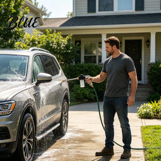 Heavy Duty Car Wash Nozzle High Pressure Hose Nozzle Booster with Foam Cannon Adjustable Spray Bottle Garden Sprayer for Washing Gardening