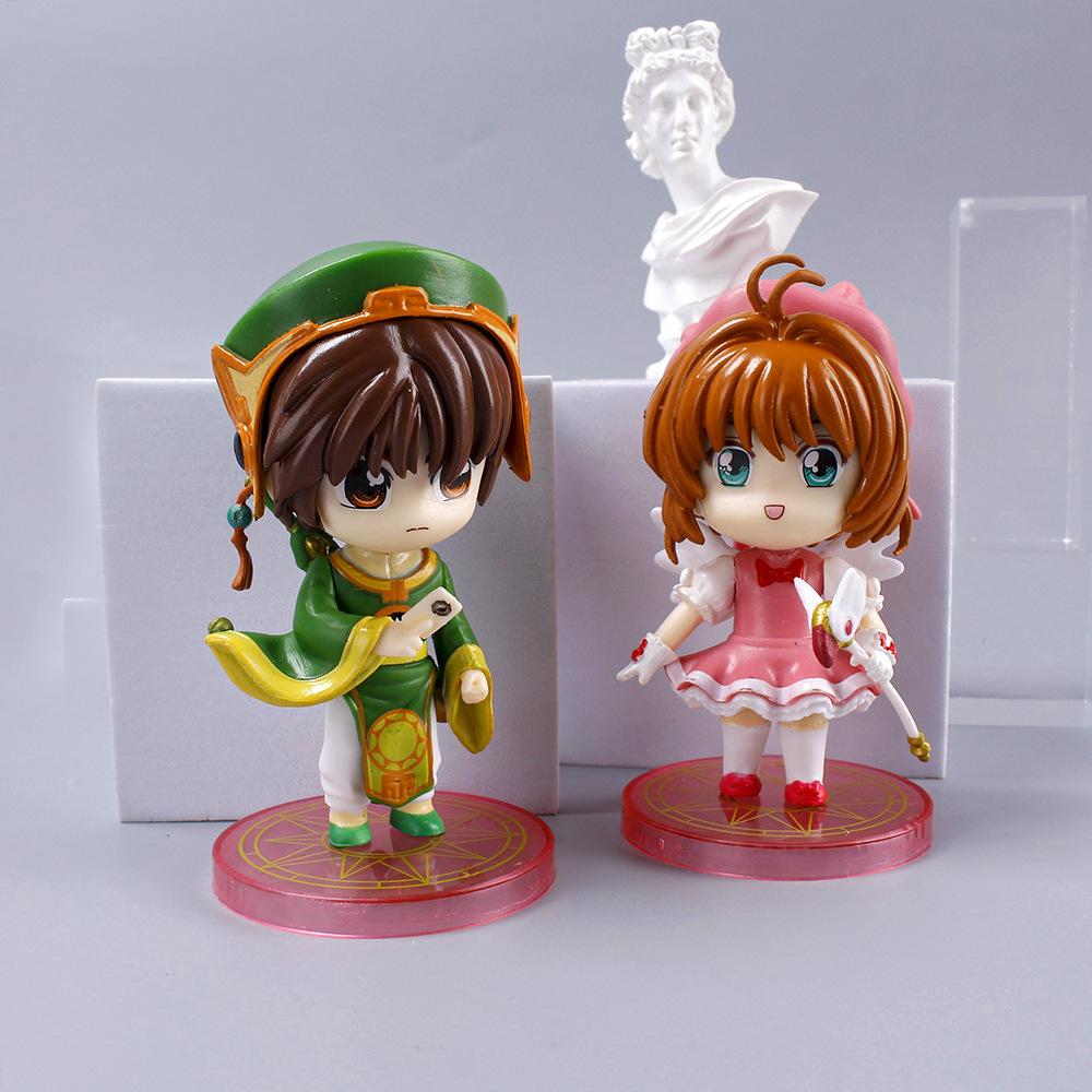 6 Stück Anime Card Captor Figur KINOMOTO SAKURA LI SYAORAN Daidouji Tomoyo CERBERUS Set Modell Spielzeug Kuchen Geschenk Actionfigur PVC