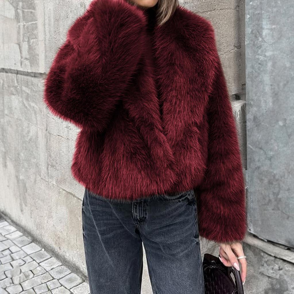 Pluszowy płaszcz w stylu resortowym z długim rękawem dla kobiet na jesień i zimę 2025