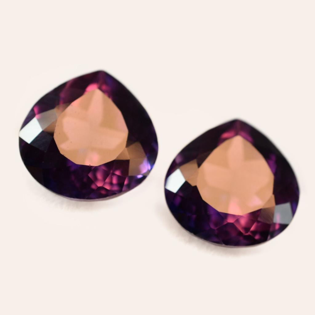 Natural Purple Tanzanite Loose Gemstone 15.40 Ct Pair Pear Cut -W for Jewelry Making and Crafts