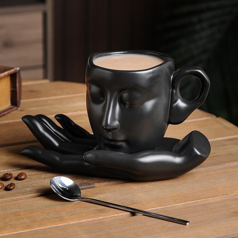 Creative And Cute Hand-Painted Cow Pattern Ceramic Cup And Saucer Hand-Squeezed Irregular Coffee Cup And Saucer Afternoon Tea Cup And Saucer Set