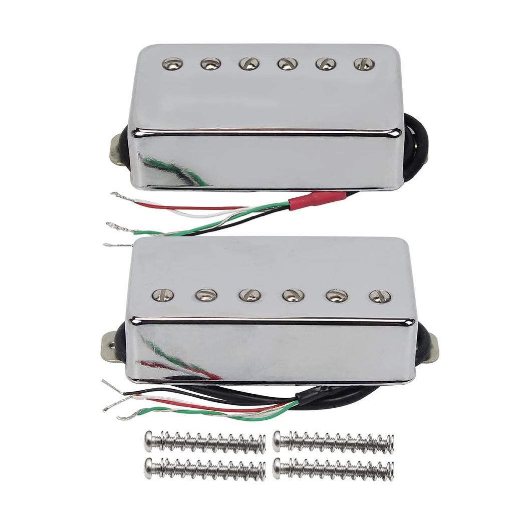 FLEOR Alnico5 Guitar Humbucker Neck and Bridge Pickup Chrome LP Guitar Pickup Parts Pickup, 4-Wire Set, Fit, Style,