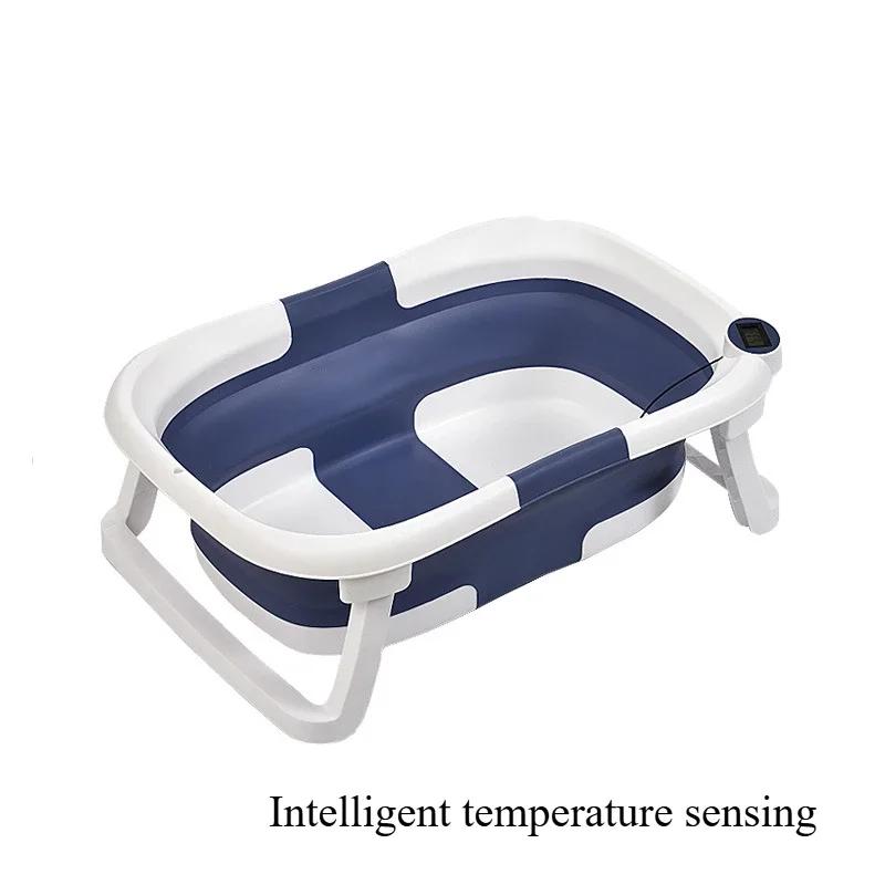 Large Folding Baby Bathtub Real-time Temperature Silicone Baby Take A Bath Bathtub Non-Slip Foot Bath Bucket Bathroom
