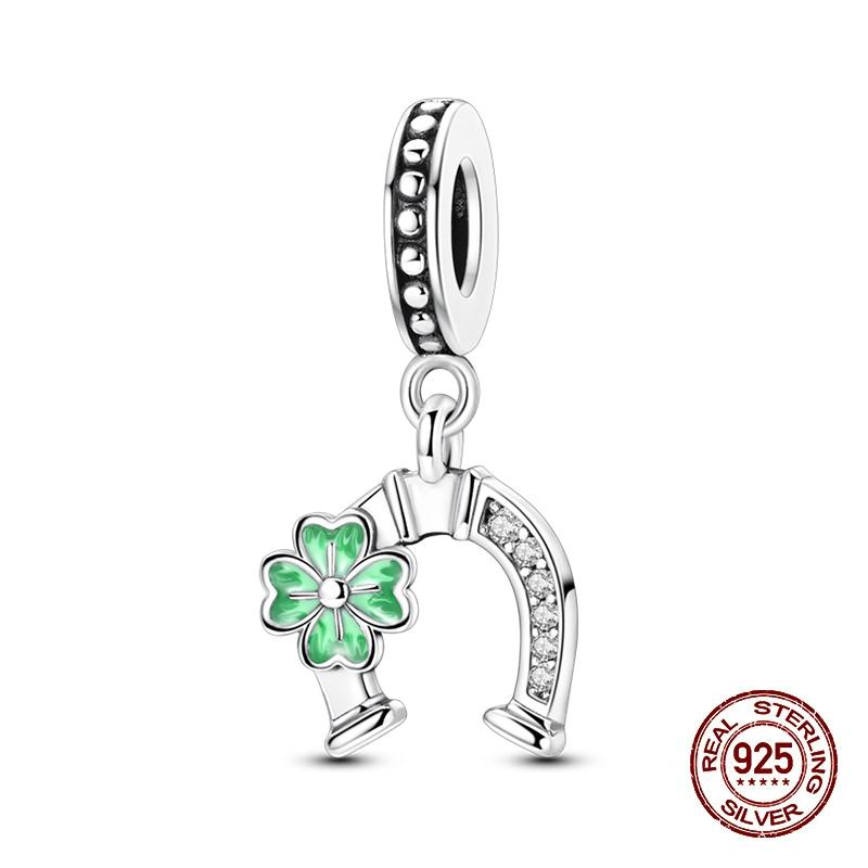 Authentic Copper Glowing Planet Zircon Floral Fairy Four Leaf Shamrock Charms Bead Fit Authentic Bracelets Diy Jewelry Gift
