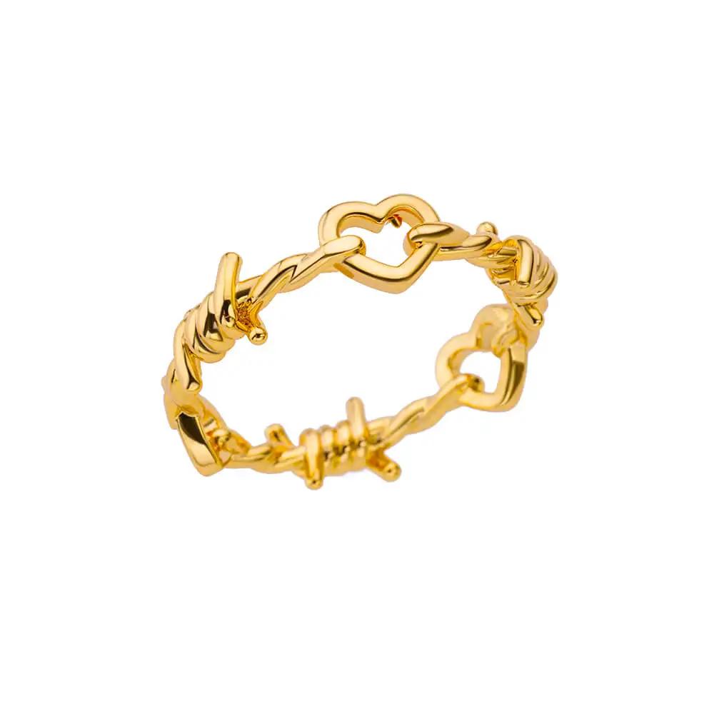 18 K Gold Color Stainless Steel Rings For Women Irregular Hammered Metal Texture Party Anillos Acero Inoxidables Jewelry Gift